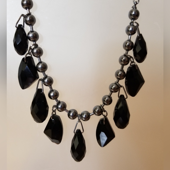 Faceted Black Glass Teardrop Necklace - Picture 3 of 6
